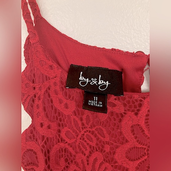 By&by red floral lace slip dress | Halter neck - Picture 5 of 6